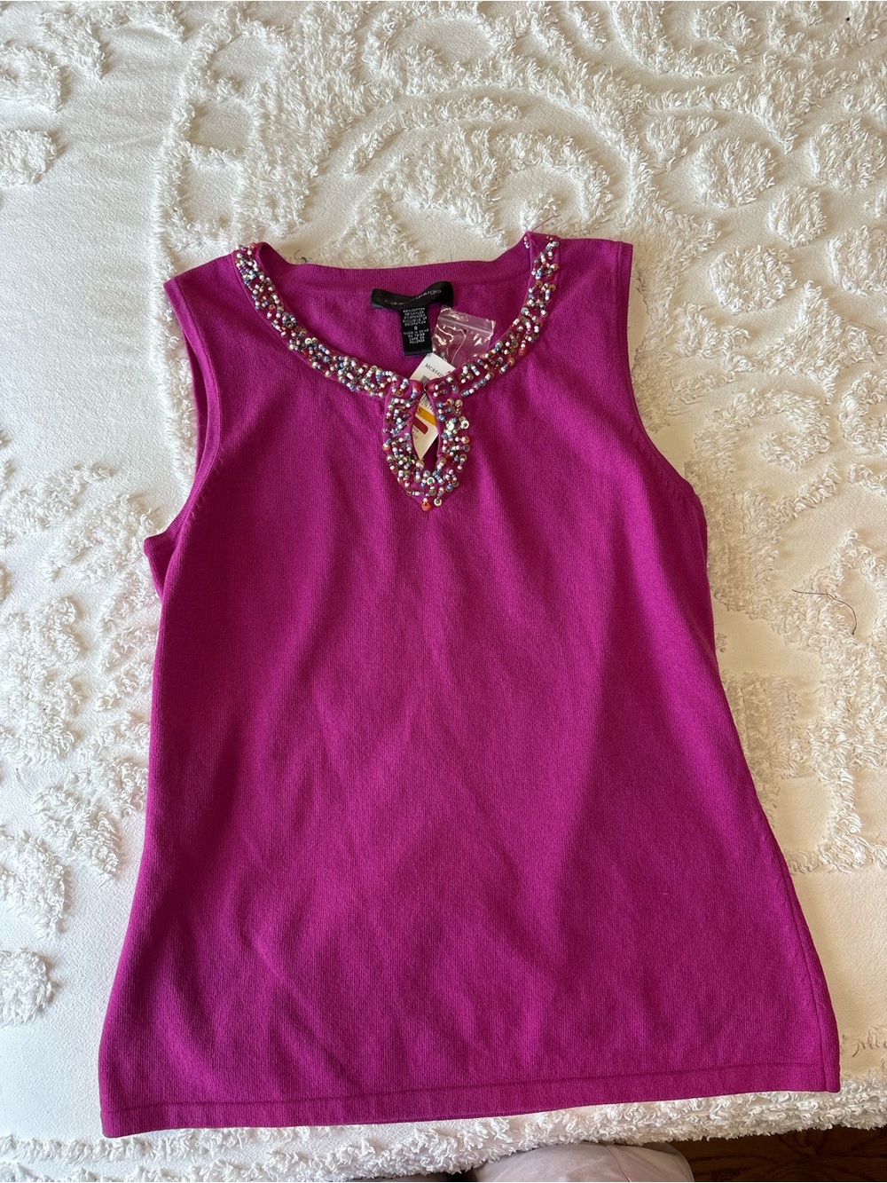 Cable & Gauge Jewel-Embellished Sleeveless Camisole - Magenta